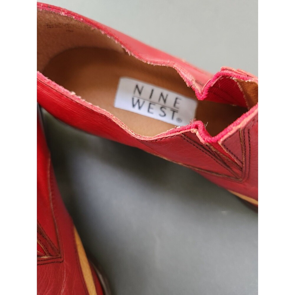 Nine West Size 7.5 - 8 Cowboy Shoes Ankle Western Boots Red 2 Tone Rockie - Picture 5 of 15